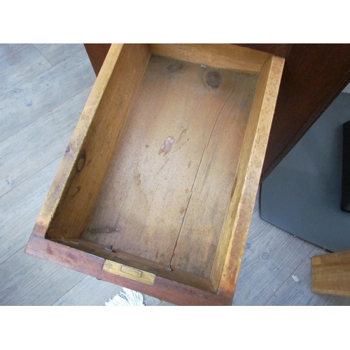 7510 - A circa 1900 shipping clerk’s desk, spindle gallery back, green tooled leather sloped surface with l... 