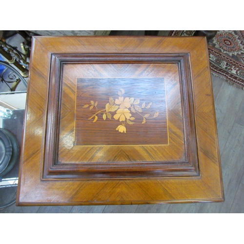 7648 - A 19th Century walnut cased table Polyphon, marquetry inlaid top, with approximately 25 15.5'' discs... 