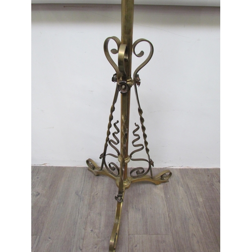 7653 - A Victorian brass extendable height standard oil lamp with copper decoration   (R) £60