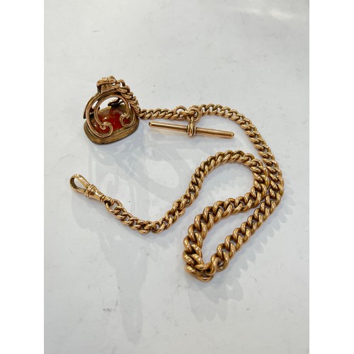 7345 - A 9ct gold watch chain and fob, approx 45g   (R)  £1000