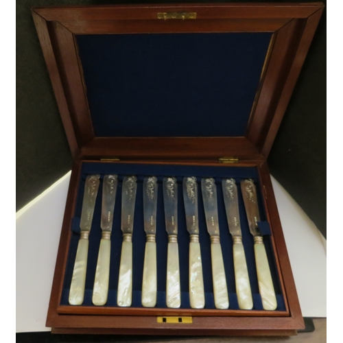 7262 - A Victorian Atkin Brothers 24 piece mother-of-pearl and silver fish knife and fork set, Sheffield 18... 