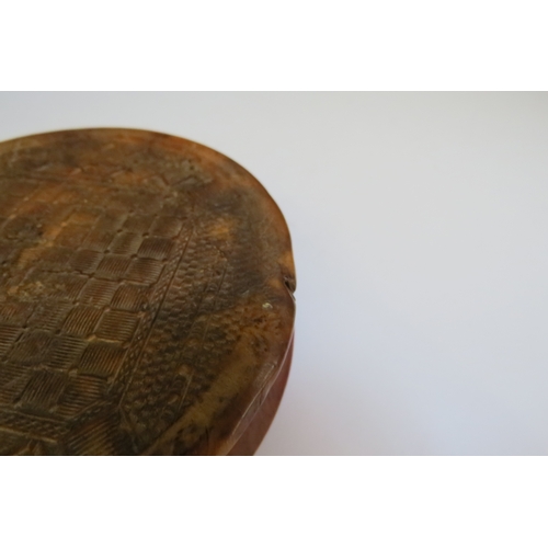 7350A - A French late 18th Century early 19th Century pressed yew wood lidded snuff box with tortoiseshell l... 