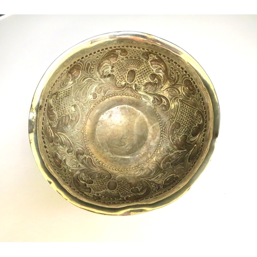 7362 - A Dutch silver footed bowl, repousse scrolled foliage and crown detail, 141g