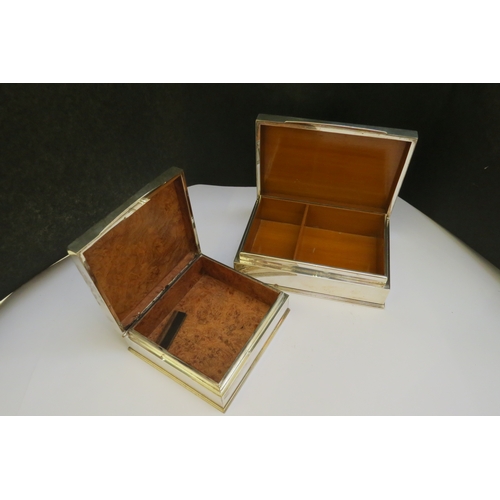 7367 - Two Thai silver cigarette boxes, one by H. Sena & Co, Bangkok, the other by Alex & Co, Bangkok both ... 