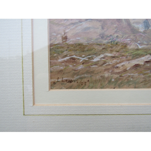 7475 - LENNARD LEWIS 1902, artist 1826-1913. Signed watercolour on board of coastal scene with beach and bo... 