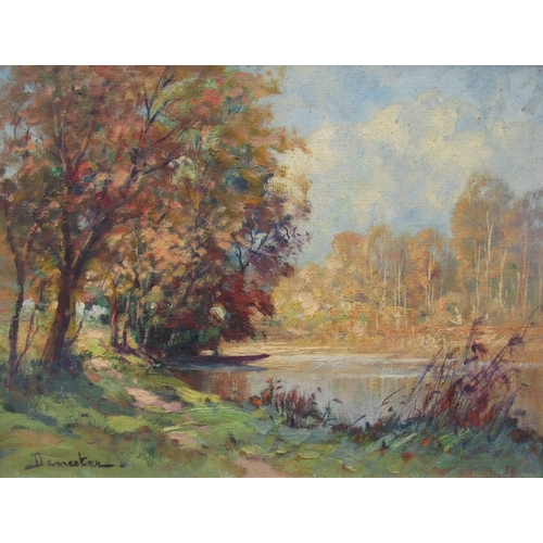 7476 - EUGENE DEMESTER (1914-1984): An oil on canvas, Autumn by the river Seine, signed lower left, title (... 