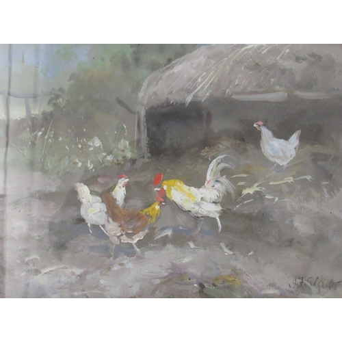 7480 - JOHN FALCONER SLATER (1857-1937):  A pair of watercolours on board, Farmyard chickens, each signed l... 