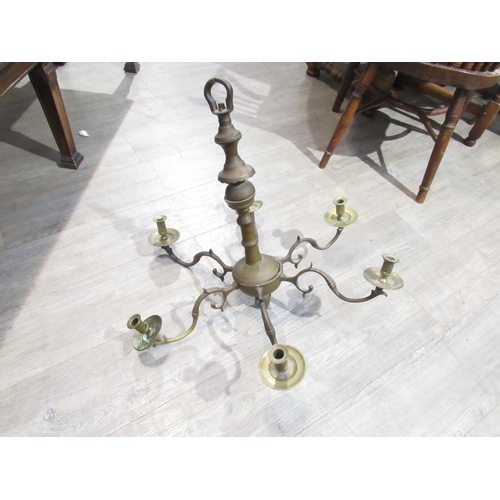 7834 - A 19th Century Jewish heavy brass ceiling chandelier with six sconces, scrolled detail