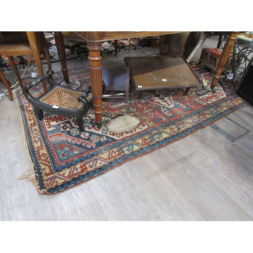 7848 - An early 20th Century hand woven Persian rug, badly worn, 230cm x 144cm