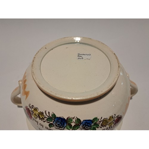 7515 - A circa 1830 Sunderland character chamber pot with mottos around the side and inside with a watchful... 