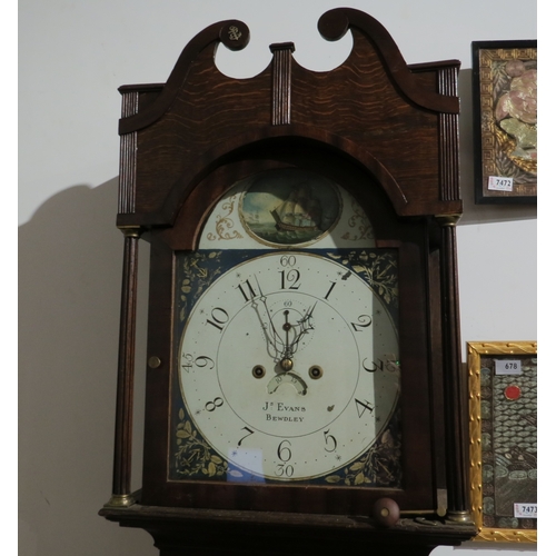 7474 - A Bewdley rocking ship automaton 8day longcase clock by James Evans, with mahogany and oak case pain... 