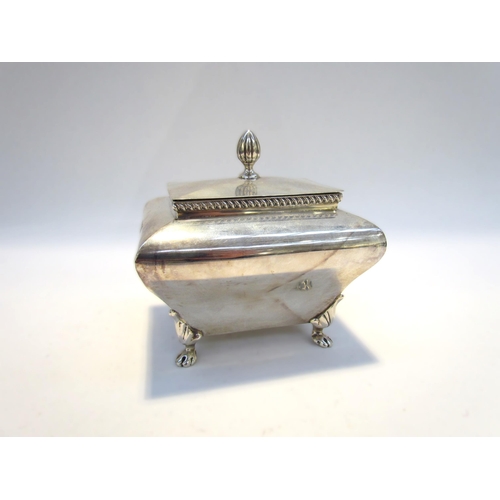 7427 - A Frederick Augustus Burridge silver trinket box / tea caddy of sarcophagus form, gadrooned rim, rai... 