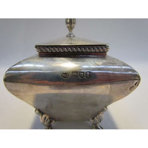 7427 - A Frederick Augustus Burridge silver trinket box / tea caddy of sarcophagus form, gadrooned rim, rai... 