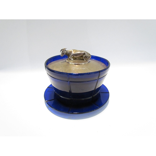 7438A - A Hawkesworth, Eyre & Co (Charles Hawksworth & John Eyre) Bristol blue glass dish and saucer with si... 