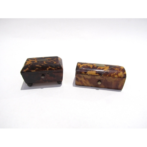 7214 - Two 19th Century tortoiseshell miniature boxes, 6.5cm & 5.5cm long