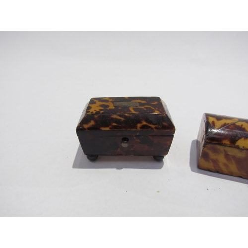 7214 - Two 19th Century tortoiseshell miniature boxes, 6.5cm & 5.5cm long