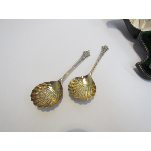 7217 - A Casel Mappin & Webb silver egg cup and spoon with monogram initials London 1913 and a pair of scal... 