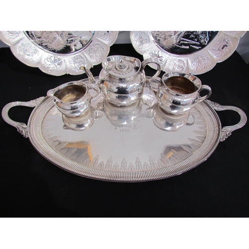 7402 - QUEEN VICTORIA INTEREST: A George Fox silver four piece tea service given as a gift from Queen Victo... 