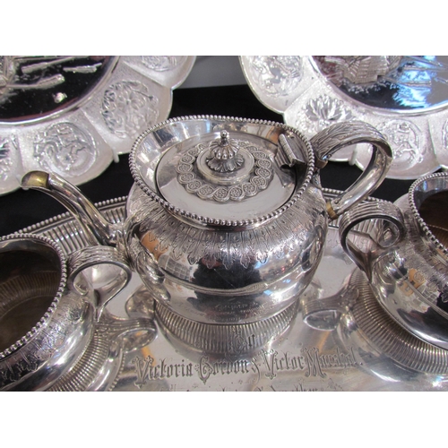 7402 - QUEEN VICTORIA INTEREST: A George Fox silver four piece tea service given as a gift from Queen Victo... 