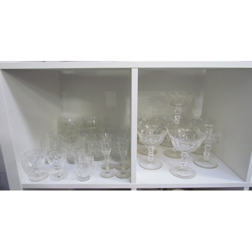 7532 - A large suite of mixed 19th Century and later drinking glasses including fine facet cut