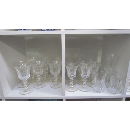 7532 - A large suite of mixed 19th Century and later drinking glasses including fine facet cut