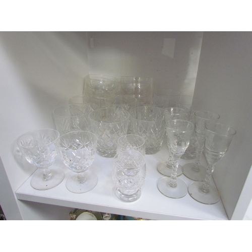 7532 - A large suite of mixed 19th Century and later drinking glasses including fine facet cut