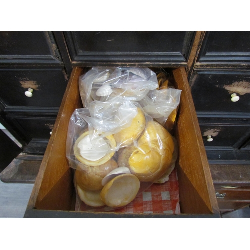 7603 - A 19th Century collector’s cabinet with 16 drawers of mixed shells, fossils and stones, 53cm x 68cm ... 