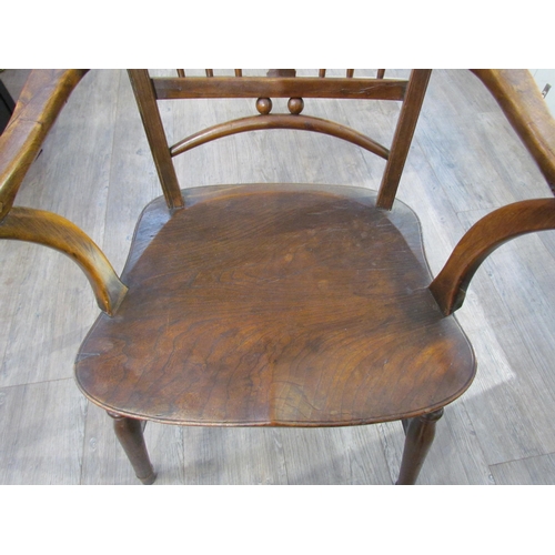 7607 - A 19th Century Mendlesham chair, shaped seat, H stretcher base, repair present