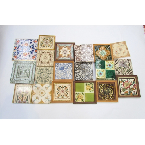 7503 - A collection of Victorian tiles together with a book on William De Morgan tiles