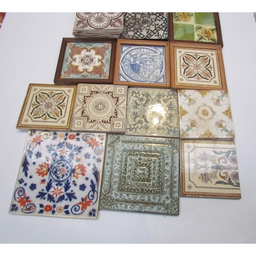 7503 - A collection of Victorian tiles together with a book on William De Morgan tiles