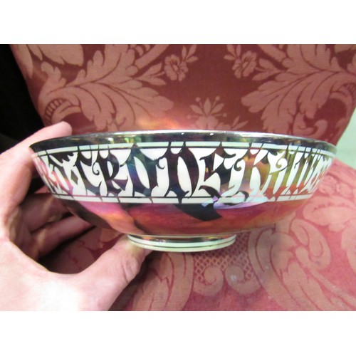 4272 - An early 20th Century lustre pottery bowl, the interior painted with a galleon, the exterior with de... 