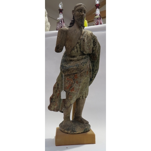 7236 - A 17th Century Spanish Colonial carved polychrome wood sculpture of Christ with glass eyes. The scul... 