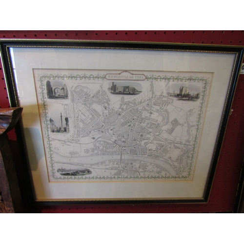 1071 - Two maps, Northumberland and Newcastle-upon-Tyne, both framed and glazed, 43cm x 36cm and 25cm x 34c... 