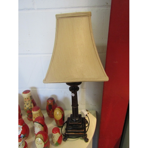 1102 - A pair of classical style table lamps with beige shades