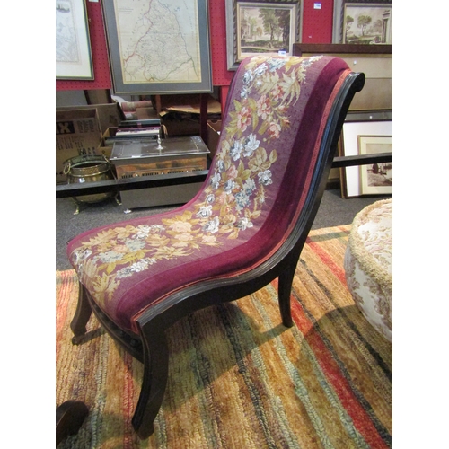 1125 - A late Victorian needlepoint/bead upholstered ebonised slipper chair    (R) £25