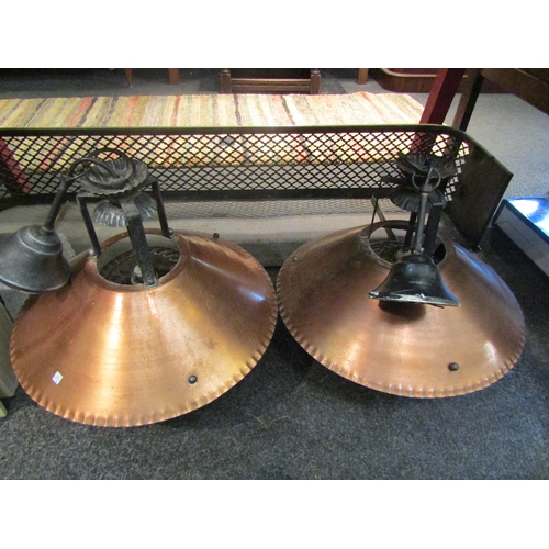 1134 - A pair of copper coloured ceiling lights, mottled glass shades   (R) £20