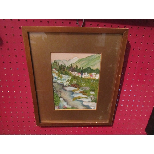 1148 - An oil on ceramic tile, a floral landscape and meandering stream by J G Dove, signed and dated 24/4/... 