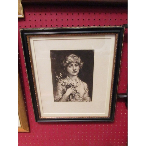 1154 - A Hogarth framed etching by ANNA LEA MERRITT (1844-1930), of the Shakespearian actress Dame Alice El... 