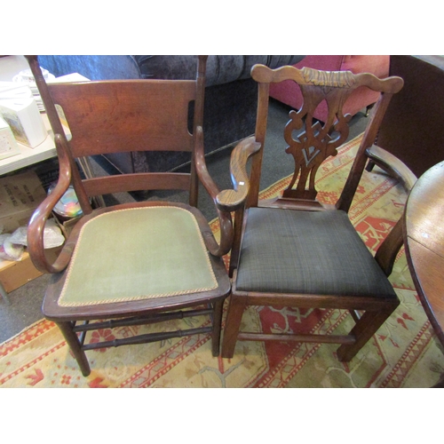 1171 - Two Georgian carver chairs and an Edwardian bentwood carver chair (3)