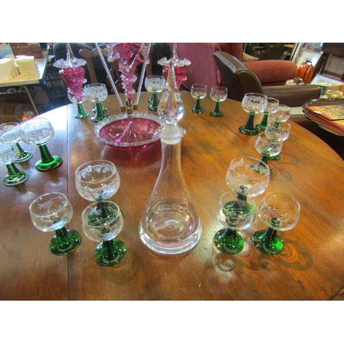 1173 - Twenty two German hock glasses together with a Dartington ship's decanter   (R) £25