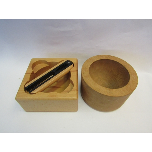 1213 - A Bodum nutcracker and bowl set designed by F. Digsmed and an ash wood bowl.  (R) £15