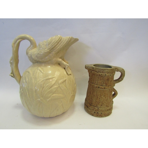 1234 - A Victorian jug of large proportions having a swan form handle/spout (a/f) together with a Hillstoni... 