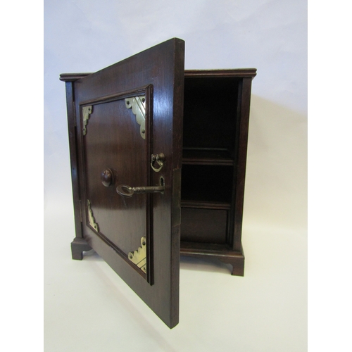 1238 - An Edwardian stationery box, single door, brass brackets, single shelf and writing box to interior, ... 