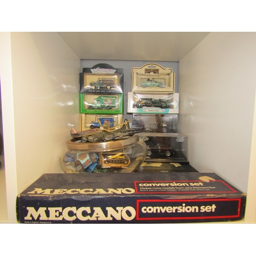 1303 - Model cars and vans including miniature diecast, Meccano Conversion set