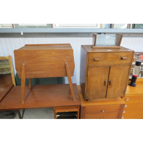 2353 - A sewing table with sliding top and bedside table with drawer and cupboard base (2)            (E) £... 