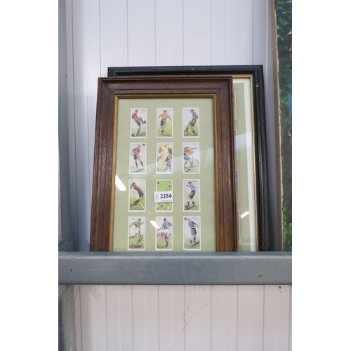 2356 - Three framed cigarette card displays cricket, football and wild berries               (C)