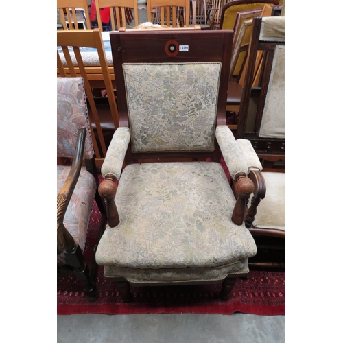 2393 - A 1920's Danish mahogany armchair with balls for hand rests     (E) £10-15