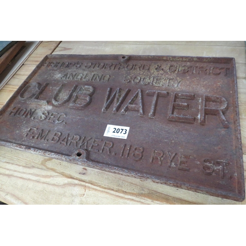 2073 - A cast iron club water sign