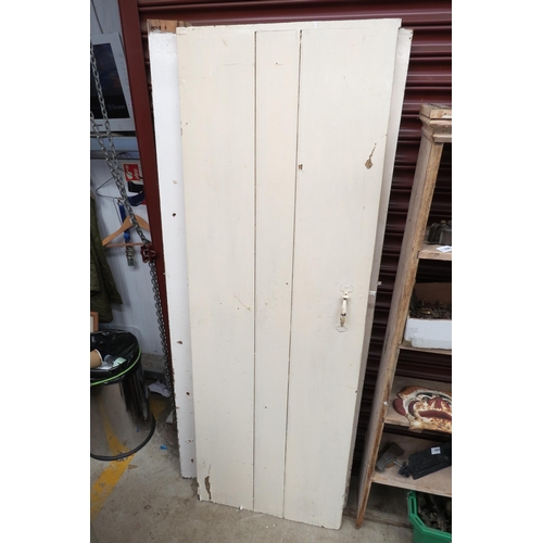 2077 - Two Georgian painted pine cottage doors 182 x 62cm        (E) £30-50