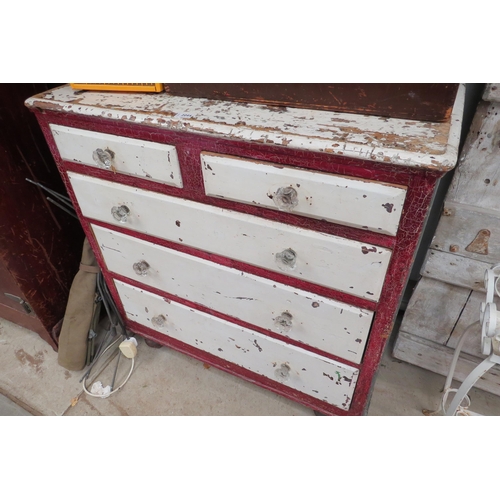 2095 - A painted Victorian pine two over three chest of drawers      (R) £80